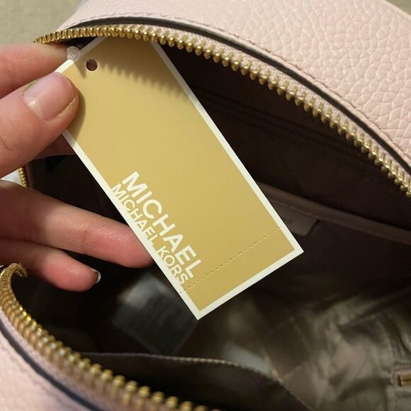 Michael Kors Adina Kenly Backpack Powder Blush Pink Pebbled Leather NWT - Picture 3 of 11
